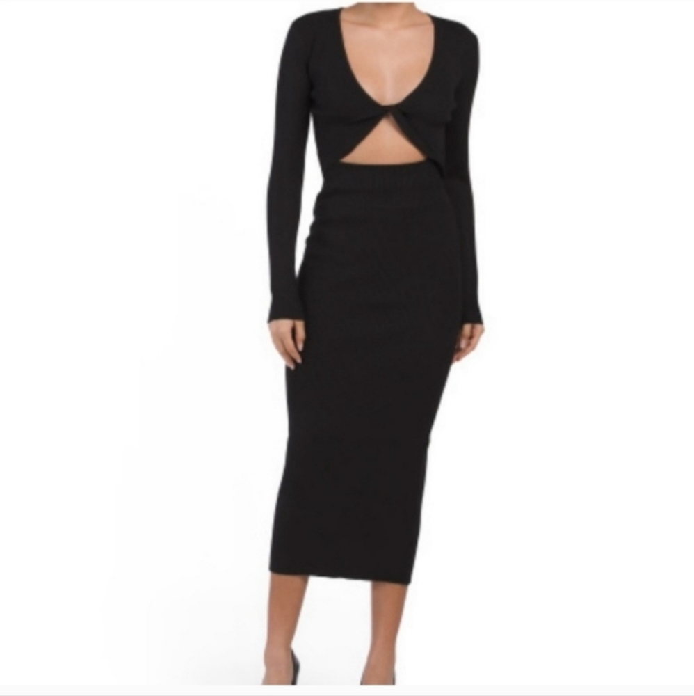 🔥 NWT REVOLVE House of Harlow Twist front long sleeve bodycon midi dress